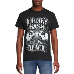 Johnny Cash Men's Size S (34-36) Man in Black Graphic Tee with Short Sleeve